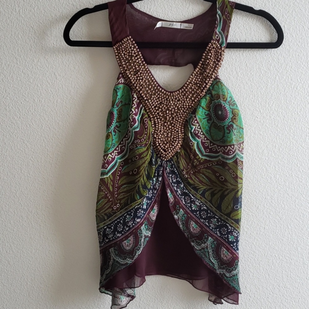 Sleeveless top with beaded detail